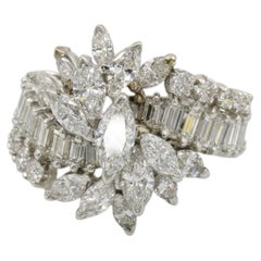 3.90 Carat Total Weight Marquise and Baguette Diamond Cluster Ring