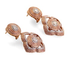 3.90 Carat Vivid Pink Diamond and 4.10 Carat White Diamond Rose Gold Earrings