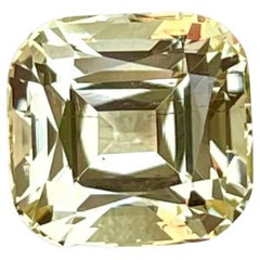 Used 3.90 Carats Light Yellow Scapolite Stone Cushion Cut Tanzanian Gemstone