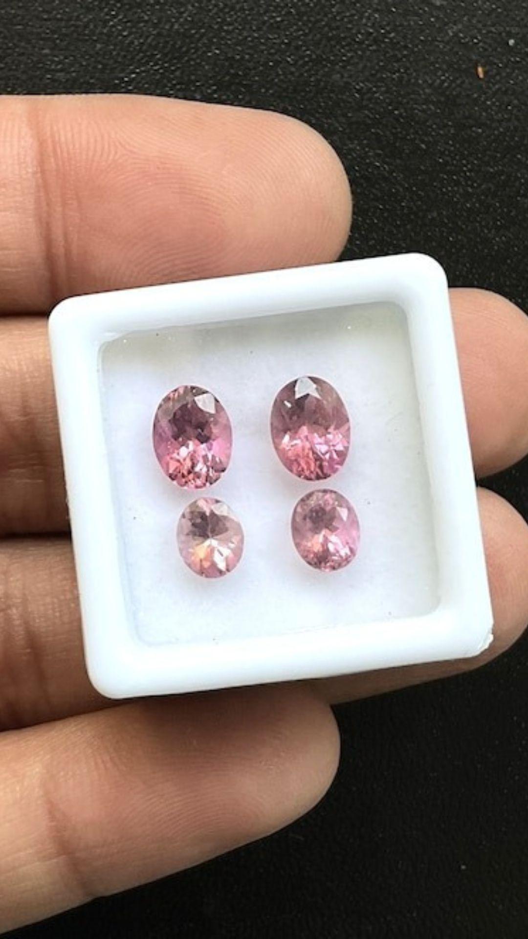 Oval Cut 3.90 Carats Tourmaline Match Pair, Peach Tourmaline Faceted Ovals Cut Stones