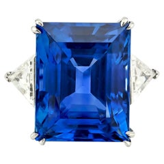 39.0 ct. Ceylon No-Heat Sapphire & Diamond Ring Signed Cartier