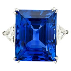 39.0 ct. Ceylon No-Heat Sapphire & Diamond Ring Signed Cartier