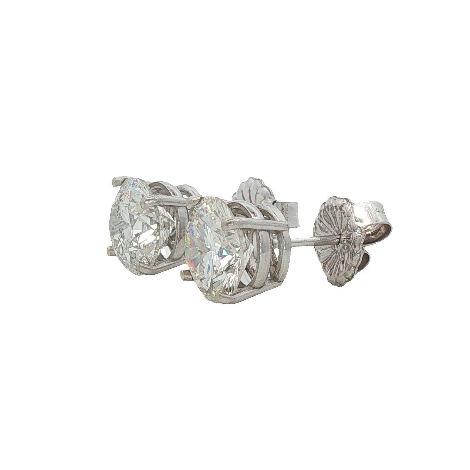 Taille brillant 3.90 CTTW Boucles d'oreilles diamant à taille ronde et brillante en vente