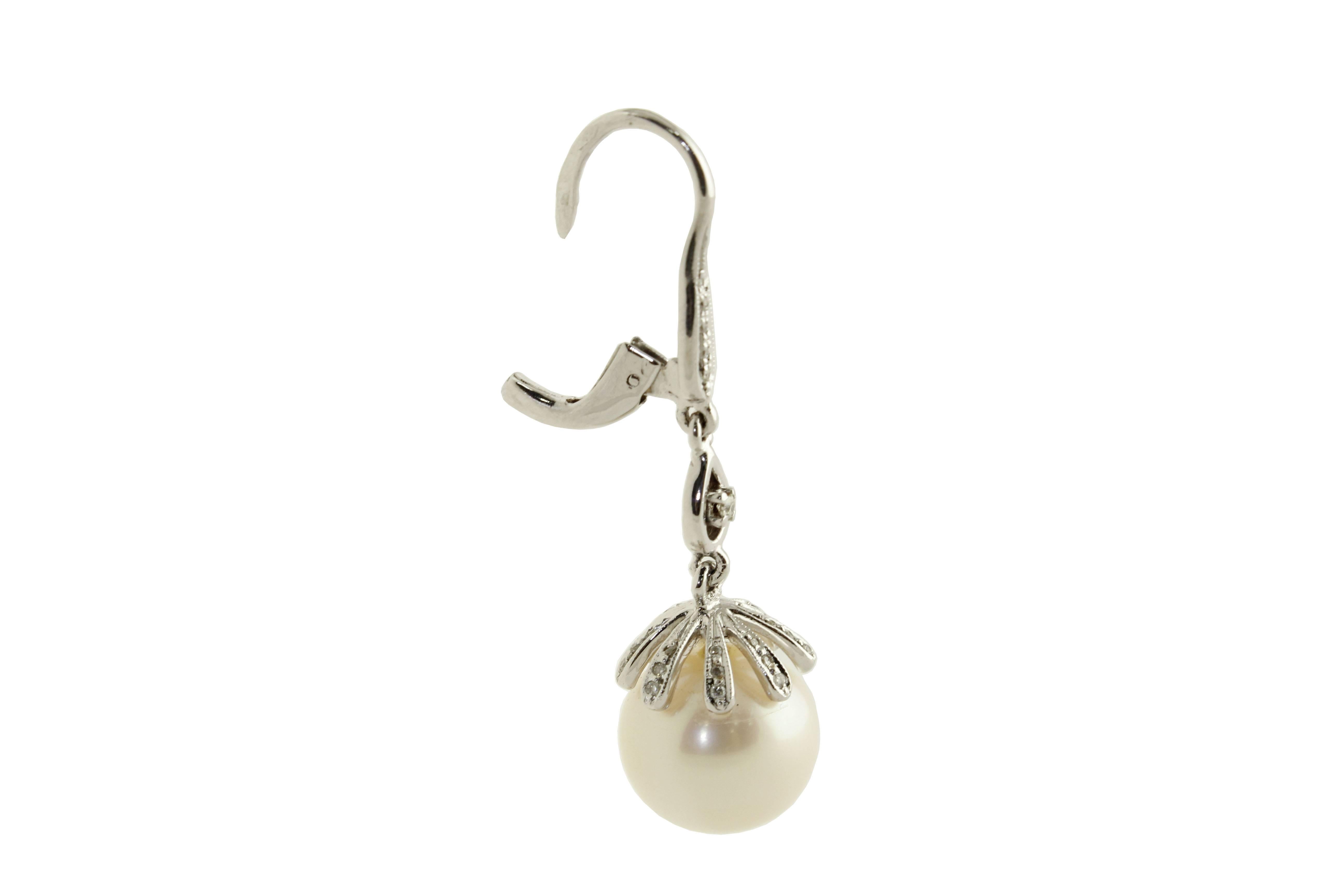 Australian Pearl Diamond Gold Earrings In Good Condition In Marcianise, Marcianise (CE)