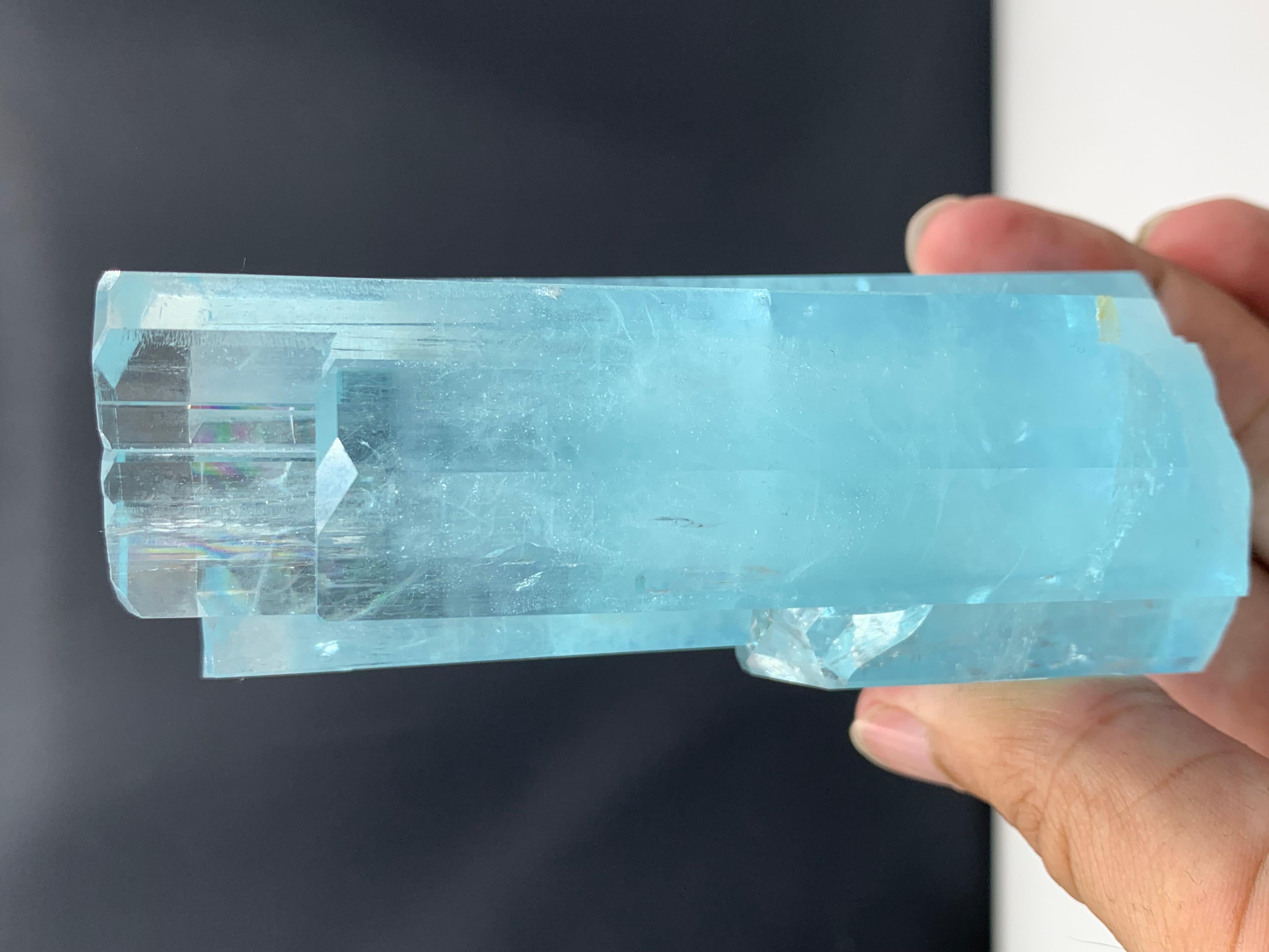 390 Gram Magnificent Aquamarine Specimen Bunch From Skardu, Pakistan 

Weight: 390 Gram
Dimension: 10 x 5.9 x 3.5 Cm
Origin: Skardu District, Gilgit Baltistan Province, Pakistan 

Aquamarine is a pale-blue to light-green variety of beryl. The color