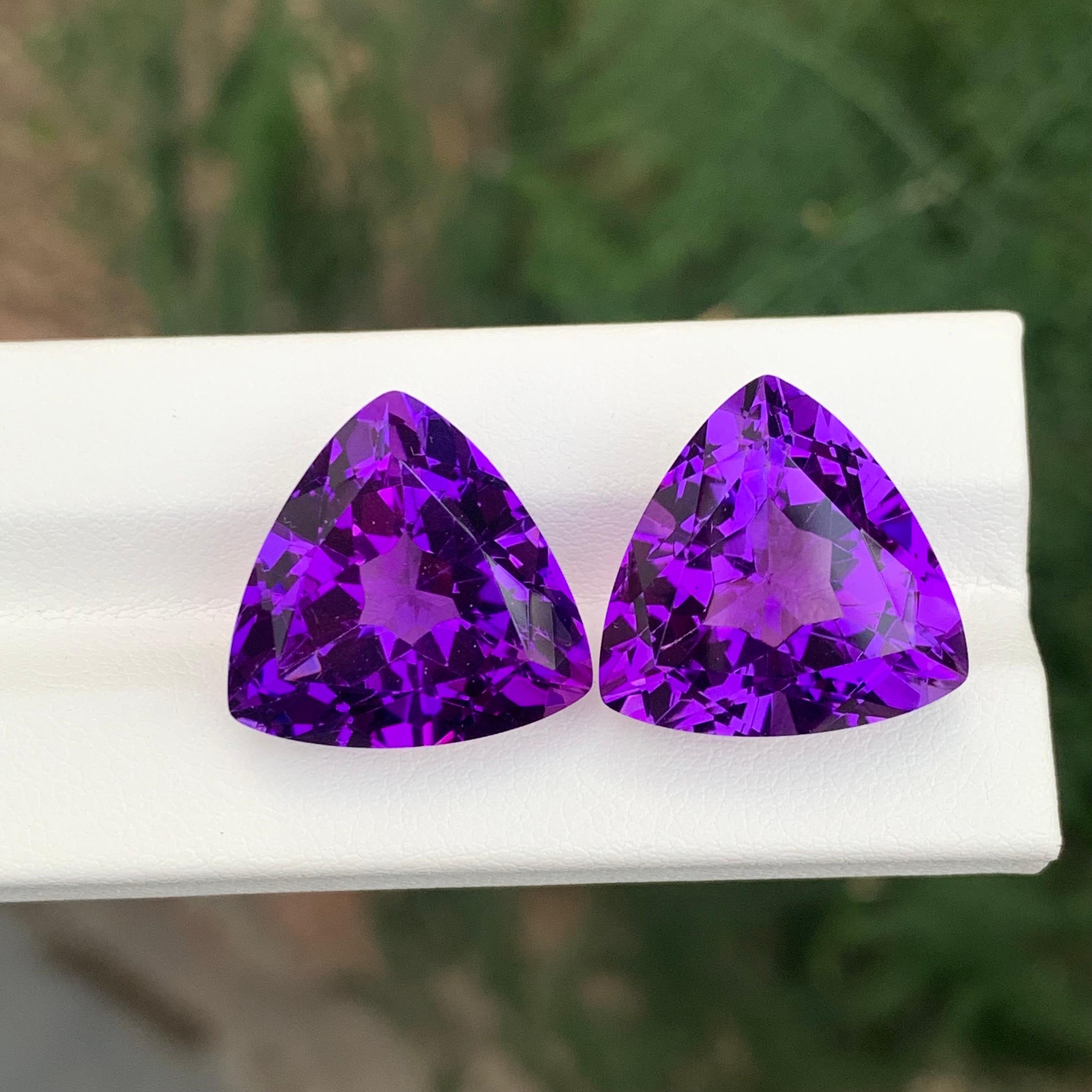 39.00 Carat Natural Loose Amethyst Pair Trillion Cut Gemstone For Sale 5