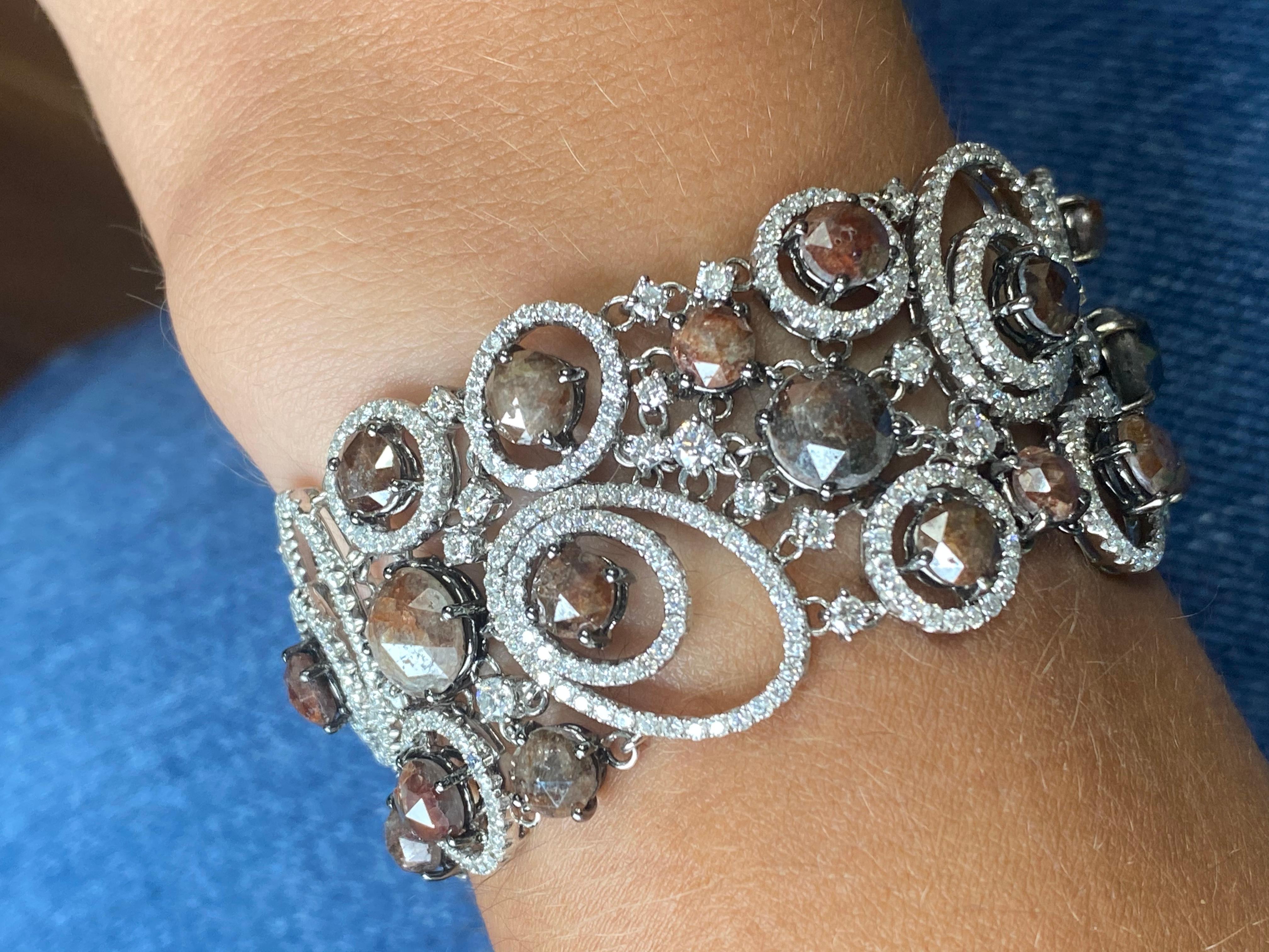 39.00 Karat Diamantarmband mit Rohschliff für Damen oder Herren im Angebot