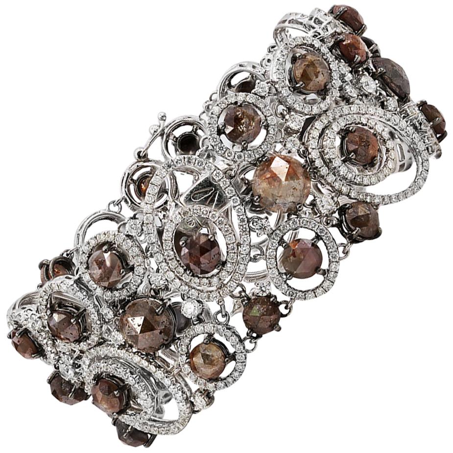 Bracelet en diamants taille brute de 39,00 carats