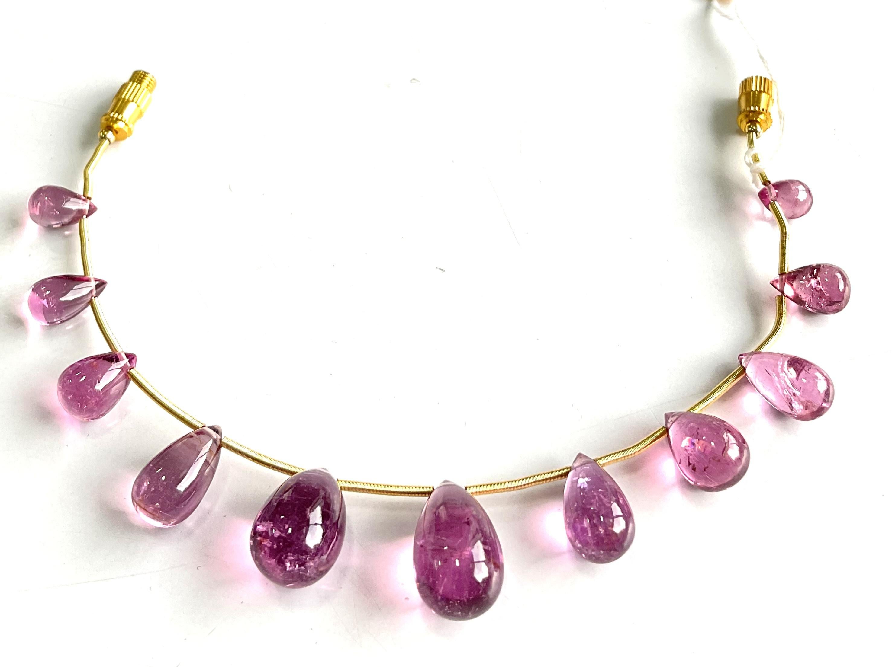 39.00 Carat Rubellite Pink Layout Drops Top Quality For Fine Jewelry Natural Gem In New Condition For Sale In Jaipur, RJ
