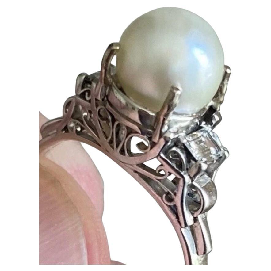 3.90ct Natural Pearl 
Diamond Platinum Ring GIA Certificate For Sale