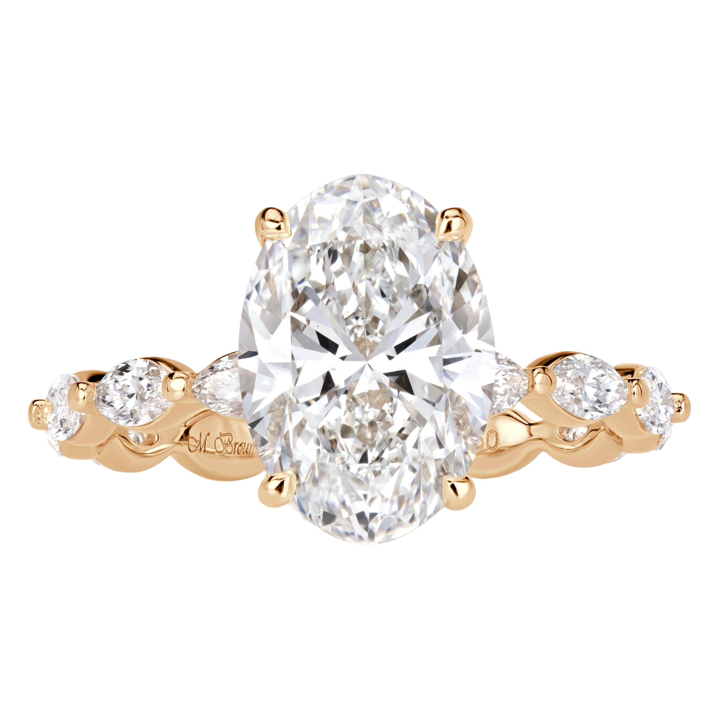 3.90ct Oval Cut Lab Grown Diamond Engagement Ring For Sale