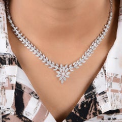 3,90Ct SI/H Collana da sposa a girocollo con diamanti floreali in oro bianco 14k Gioielli di pregio