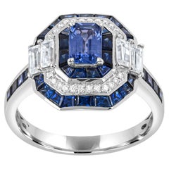 3.90 Carat T.W. Sapphire and Diamond Accent Cocktail Ring in 14k White Gold