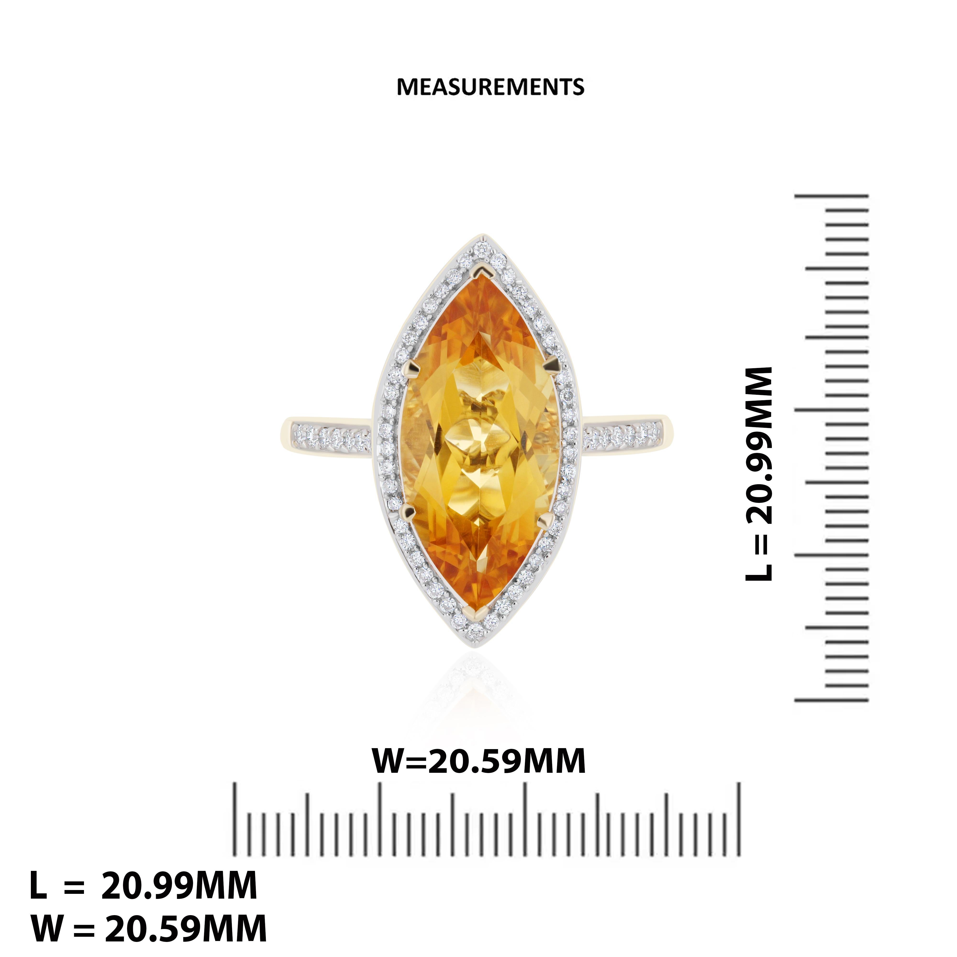 For Sale:  3.90cts Citrine and Diamond Ring in 14 Karat Yellow Gold Cocktail Ring for Gifts 6