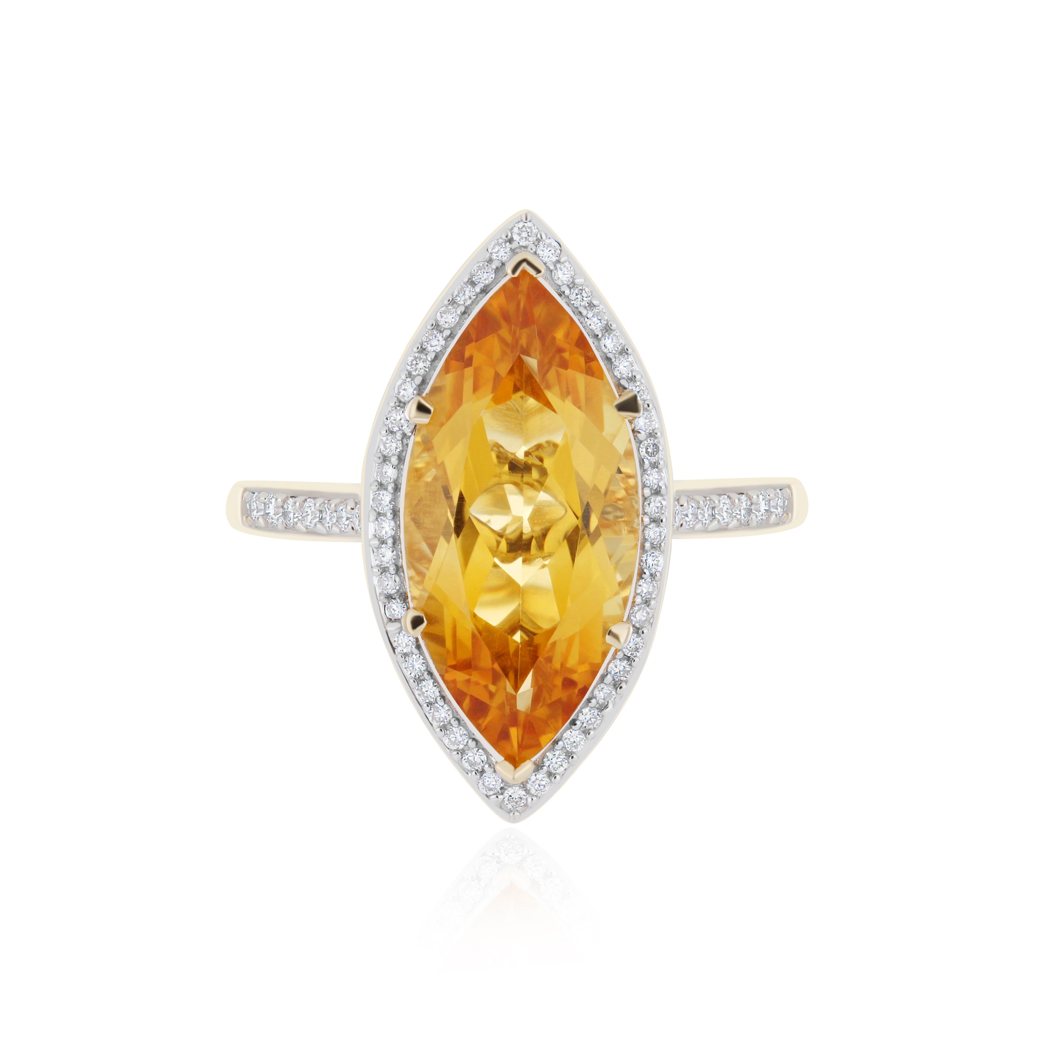 For Sale:  3.90cts Citrine and Diamond Ring in 14 Karat Yellow Gold Cocktail Ring for Gifts 7