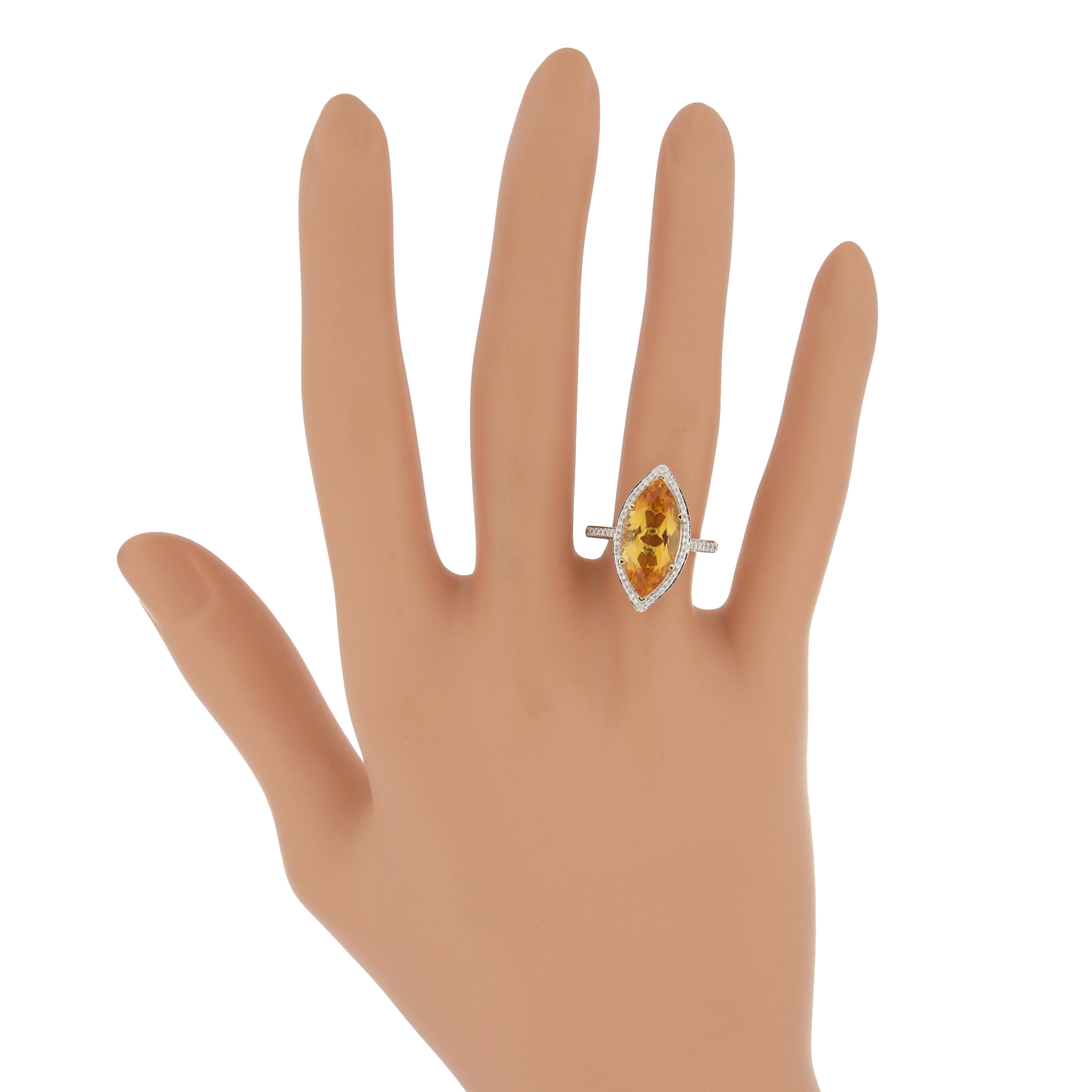 En vente :  Bague cocktail en or jaune 14 carats avec citrine de 3,90 carats et diamants pour cadeaux 8