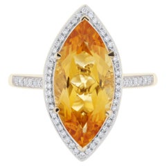 Used 3.90cts Citrine and Diamond Ring in 14 Karat Yellow Gold Cocktail Ring for Gifts