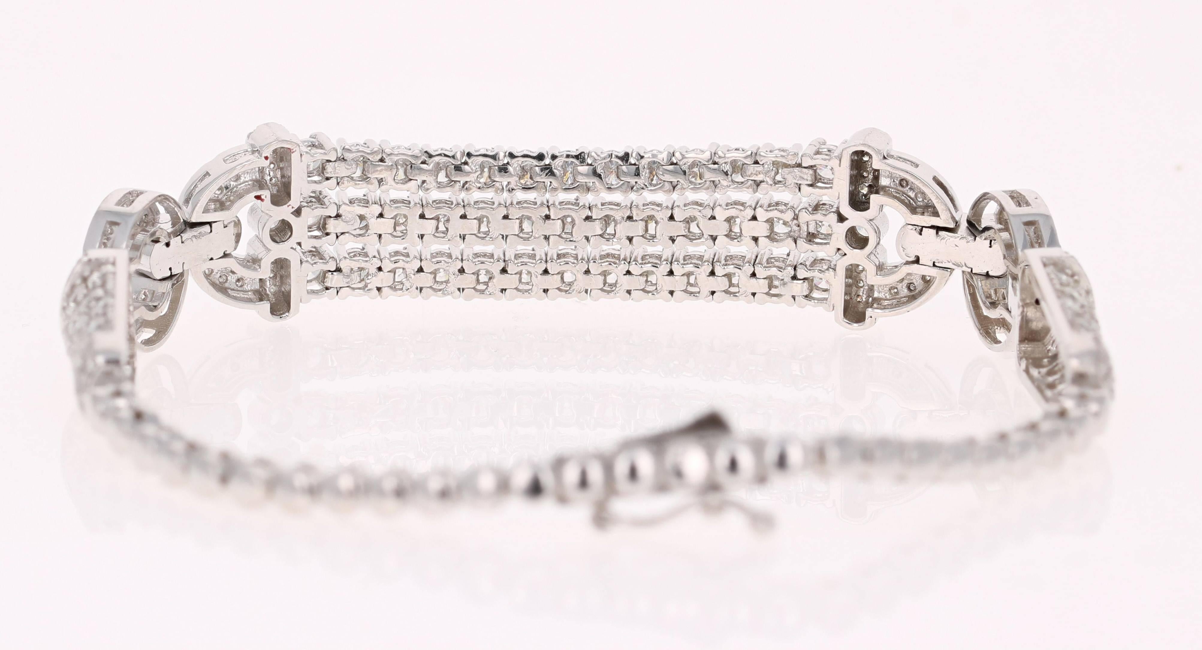 3.91 Carat Diamond White Gold Art Deco Bracelet In New Condition In Los Angeles, CA