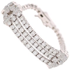 3.91 Carat Diamond White Gold Art Deco Bracelet