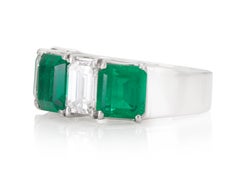 3.91 Carat Emerald & 1.51 Carat Diamond Ring