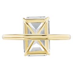 3.91 Carat Emerald Diamond Ring 14K White Gold Quiet Power