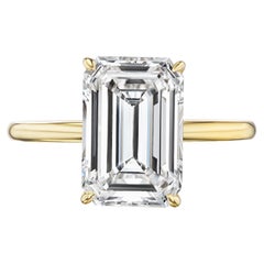 3.91 Carat Emerald Diamond Ring 14K White Gold Quiet Power