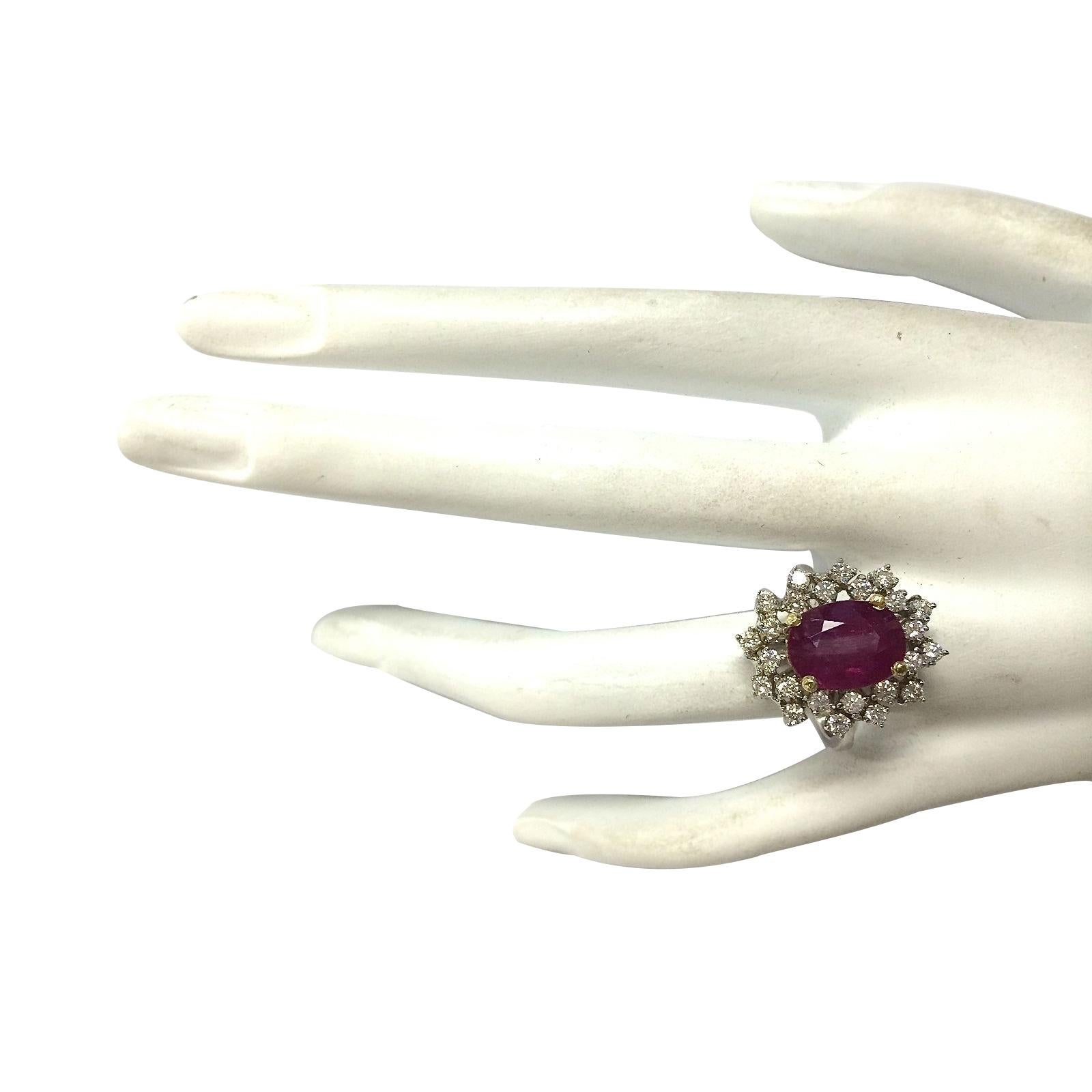 Natural Ruby Diamond Ring In 14 Karat White Gold  In New Condition For Sale In Los Angeles, CA