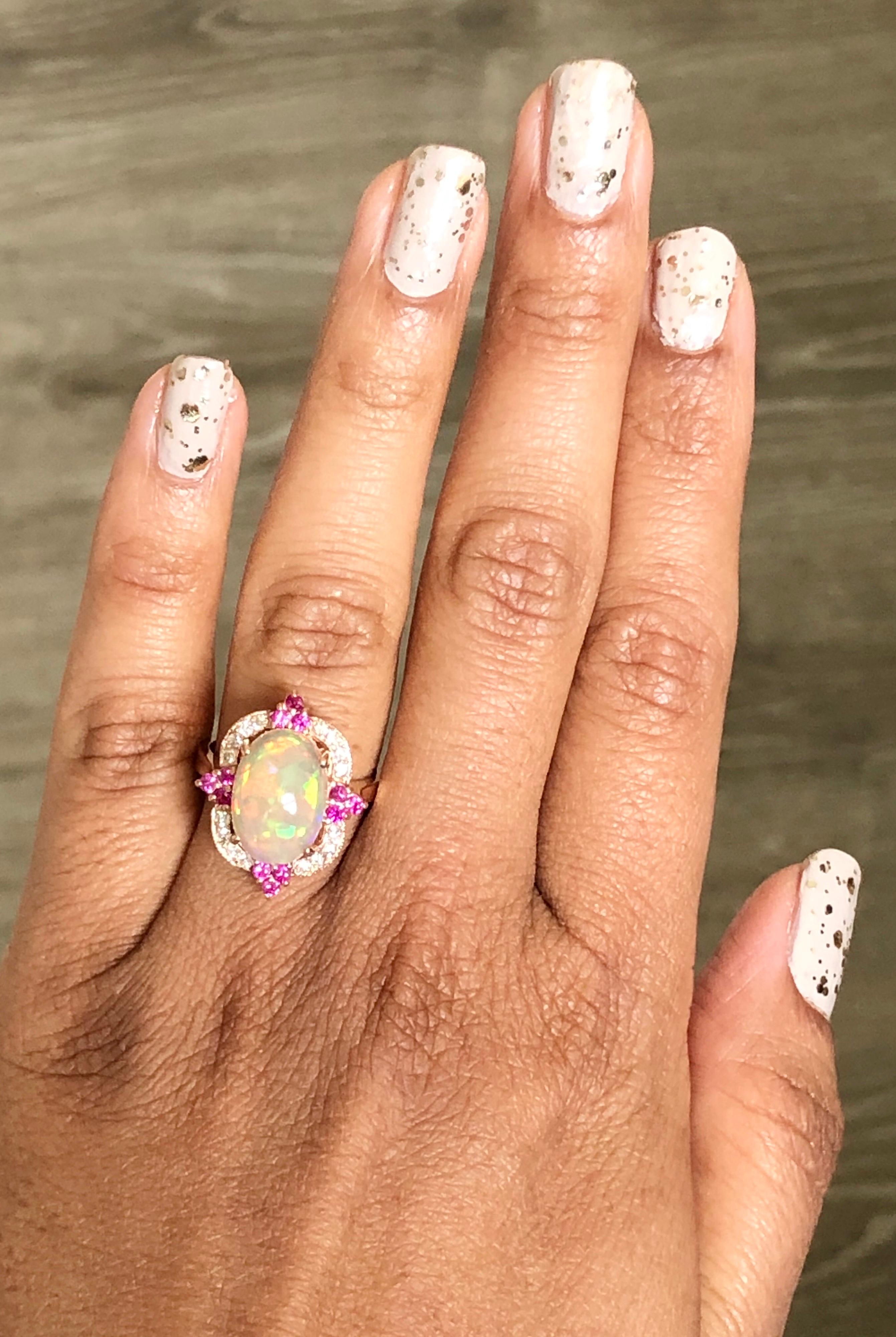 opal pink sapphire ring