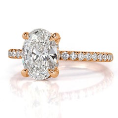 3.91 Carat Oval Diamond Ring Brilliant White 14K White Gold Modern Nobility