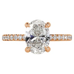3.91 Carat Oval Diamond Ring Brilliant White 14K White Gold Modern Nobility