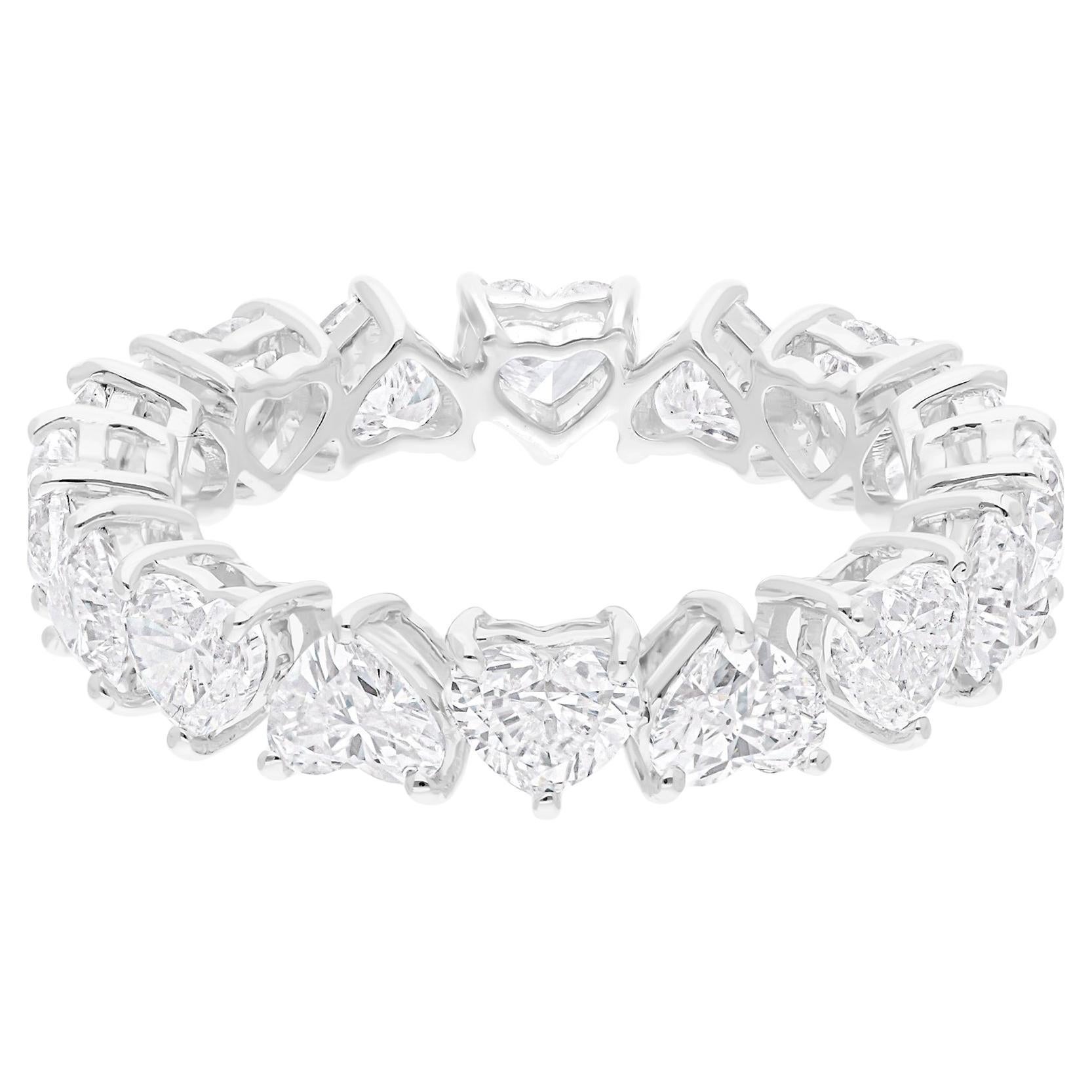 3.91 Carat SI/H Heart Shape Diamond Band Ring 18 Karat White Gold Jewelry