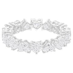 Anillo de diamantes en forma de corazón SI/H de 3,91 quilates Joyas de oro blanco de 18 quilates