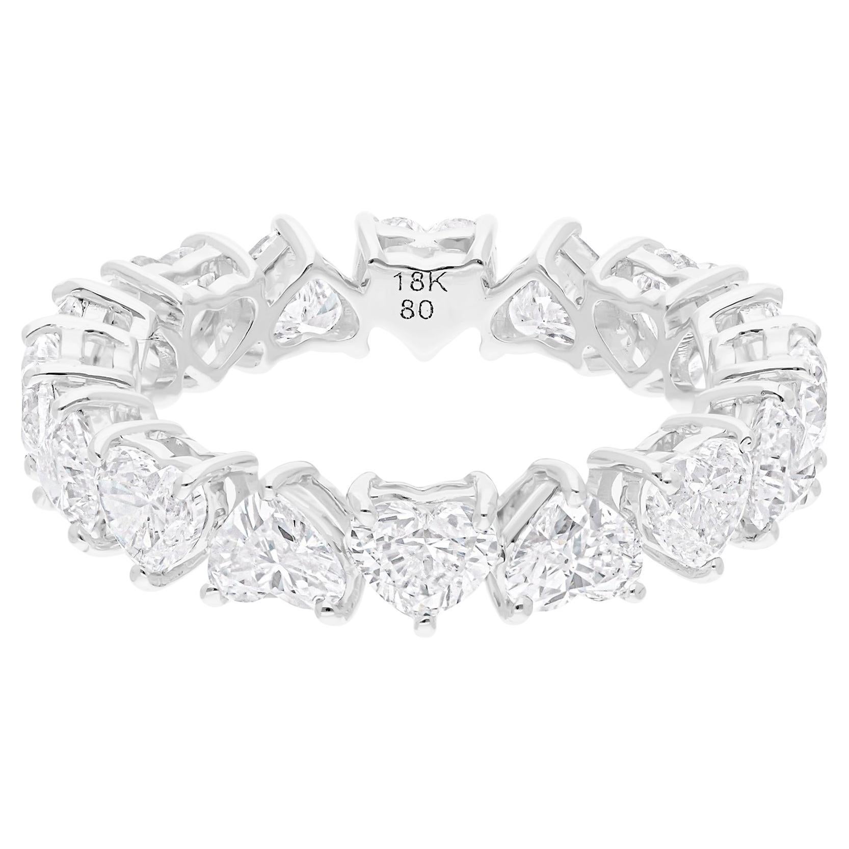 Anello a fascia con diamante a forma di cuore da 3,91 carati SI/H Gioielli in oro bianco 18 carati