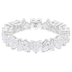 Anello a fascia con diamante a forma di cuore da 3,91 carati SI/H Gioielli in oro bianco 18 carati