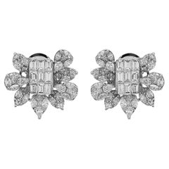 Boucles d'oreilles en or blanc avec diamant blanc de 3.91 carat
