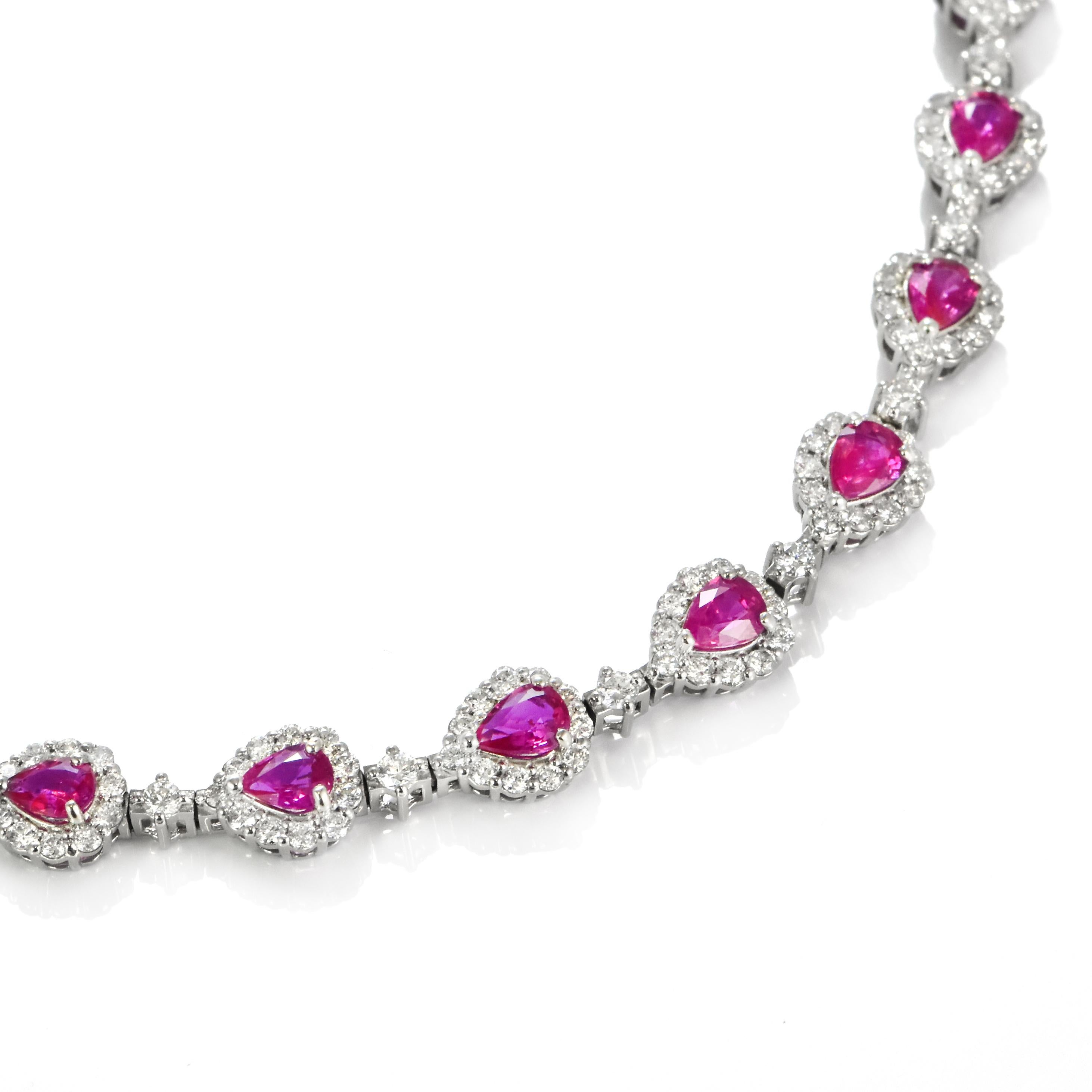 Bracciale con rubini naturali non riscaldati e diamanti da 3,91 carati in platino in vendita 2