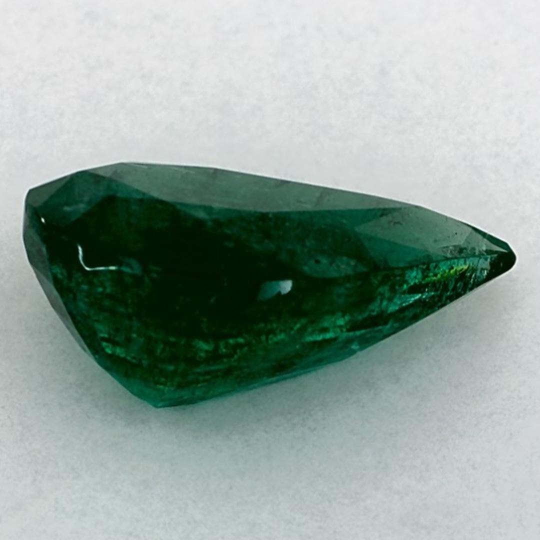 3.91 Ct Emerald Pear Loose Gemstone In New Condition In Fort Lee, NJ
