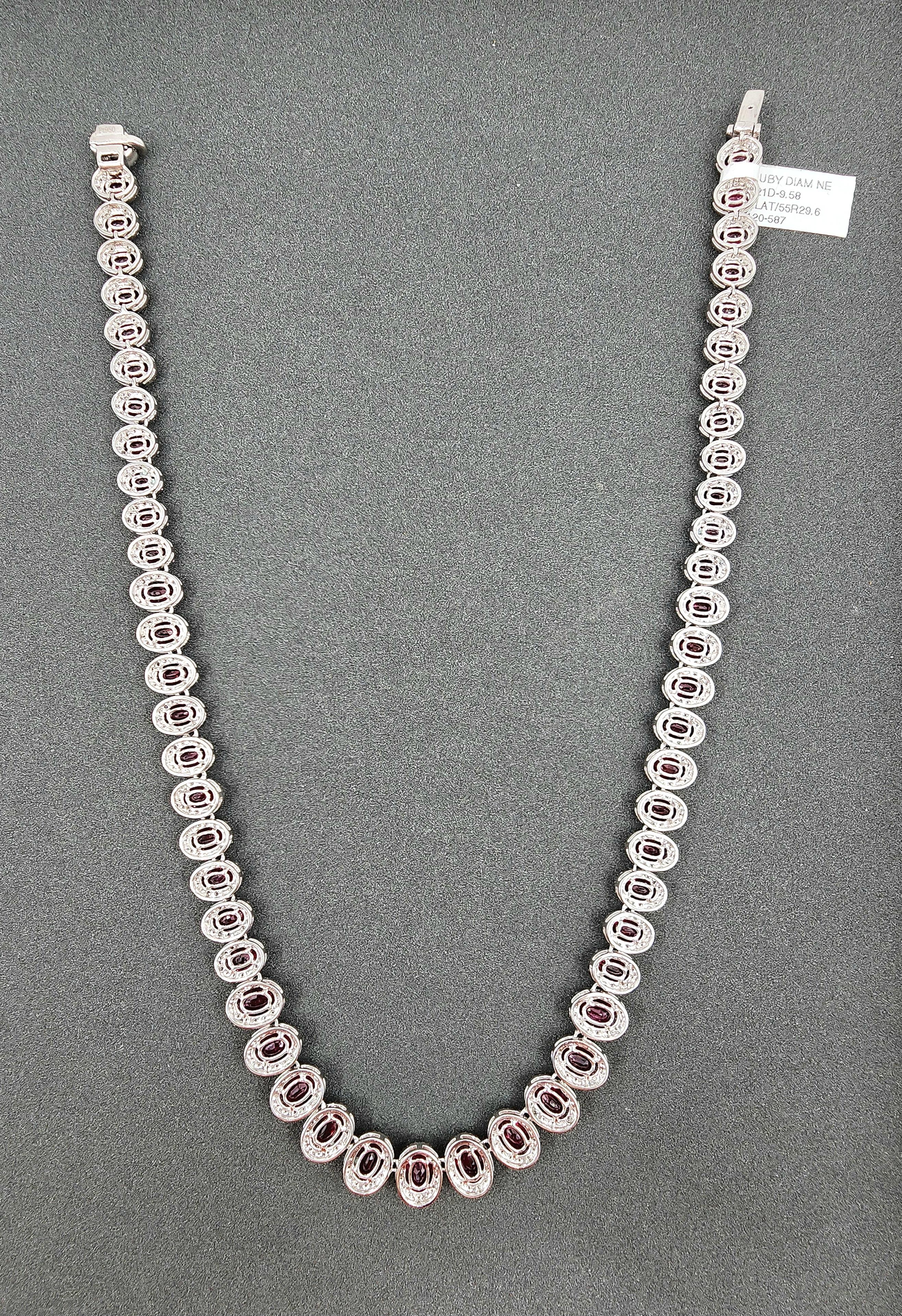 Collier de 39,18 ct de rubis naturel et de diamants Neuf - En vente à Chicago, IL