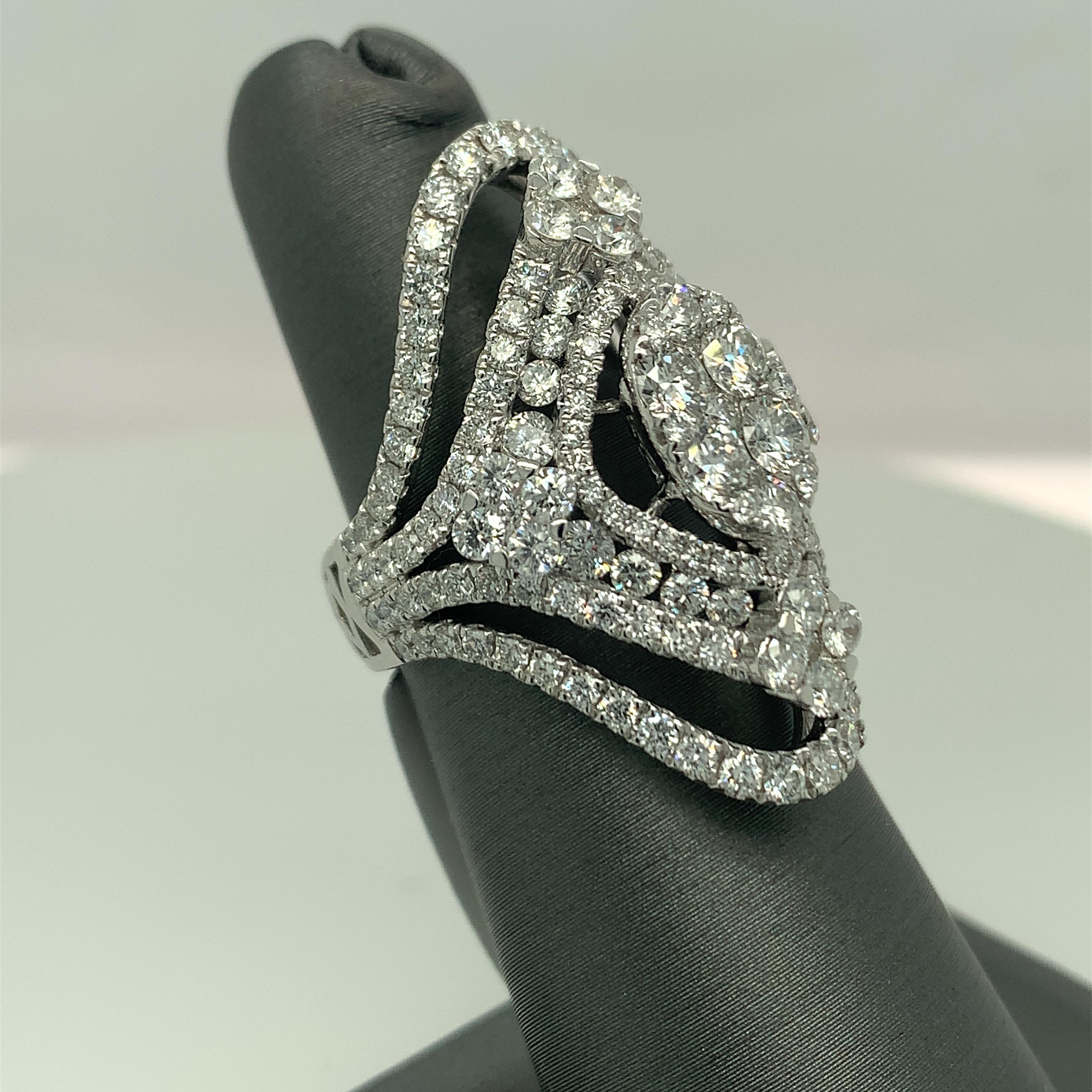 Women's 3.91ct Diamond 18K White Gold Cocktail Ring