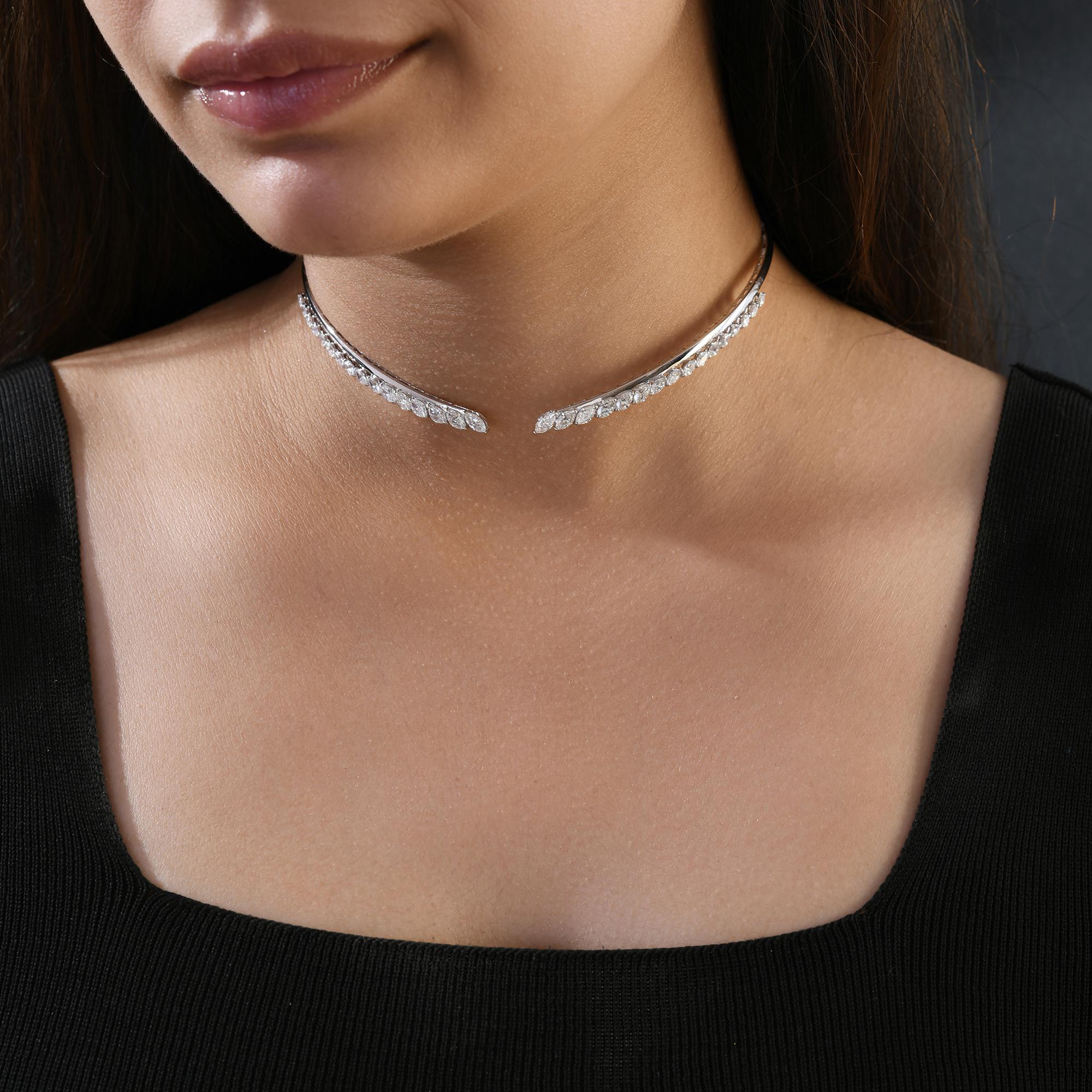 3.91Ct Marquesa de Diamantes Naturales Collar Abierto de Novia Oro Blanco 14 Kilates Corte marquesa en venta