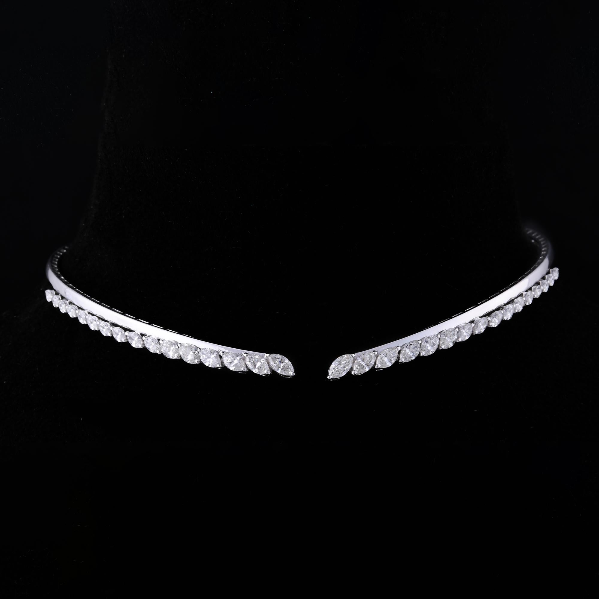 3.91Ct Marquesa de Diamantes Naturales Collar Abierto de Novia Oro Blanco 14 Kilates en venta 2