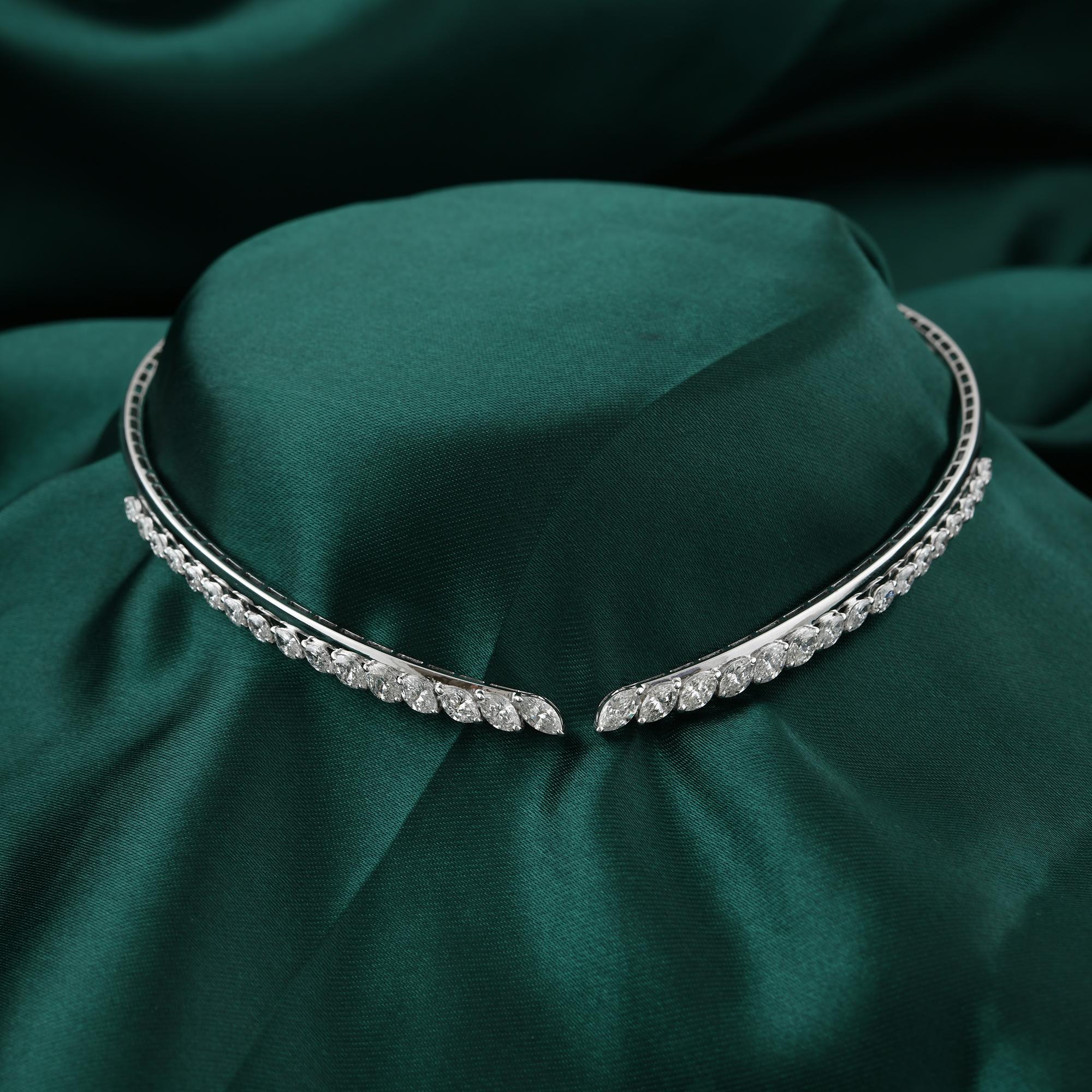 3.91Ct Collar Abierto de Diamantes Marquesa Naturales Oro Blanco 18 Kilates Moderno en venta