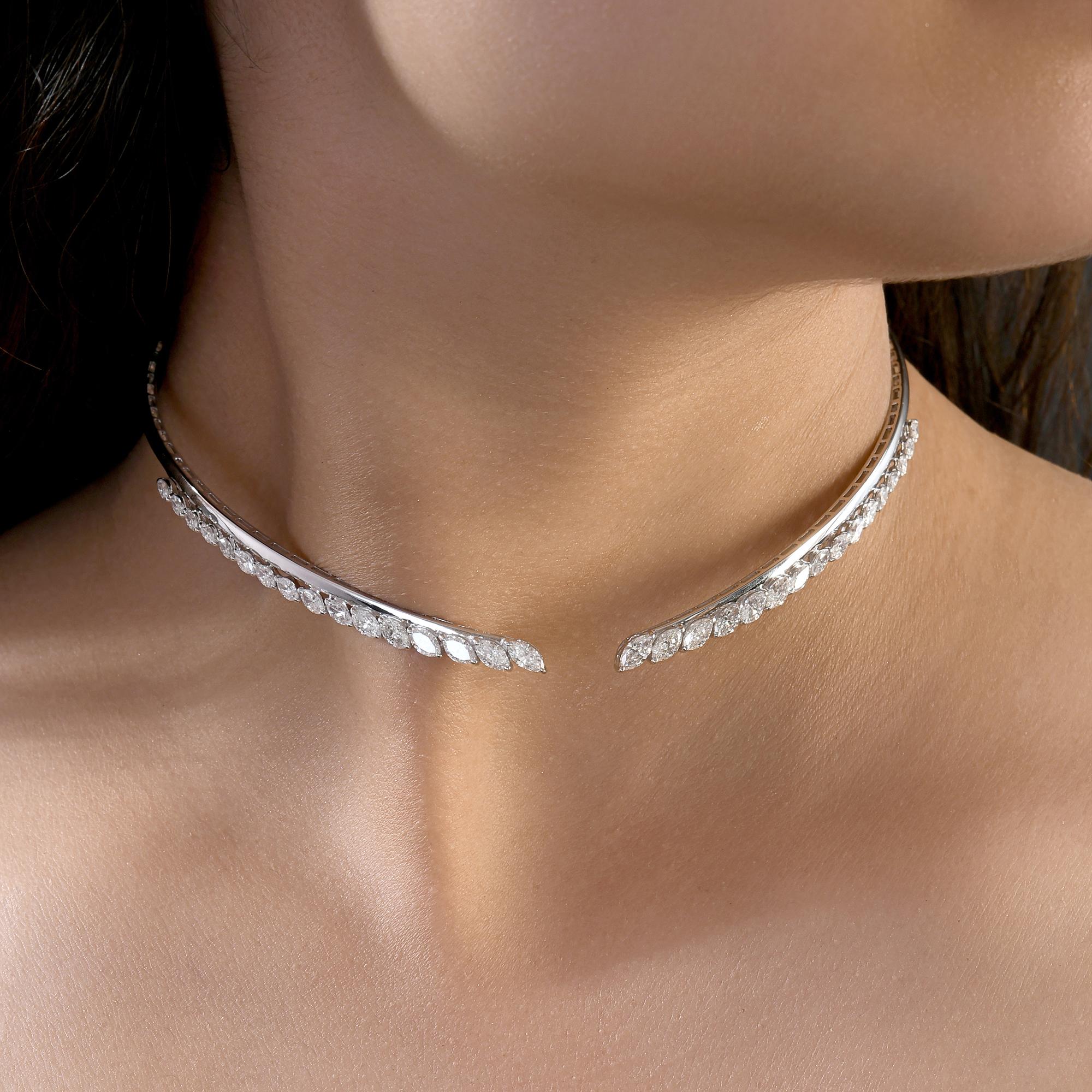 3.91Ct Collar Abierto de Diamantes Marquesa Naturales Oro Blanco 18 Kilates en Nuevo estado para la venta en Diera, Dubai