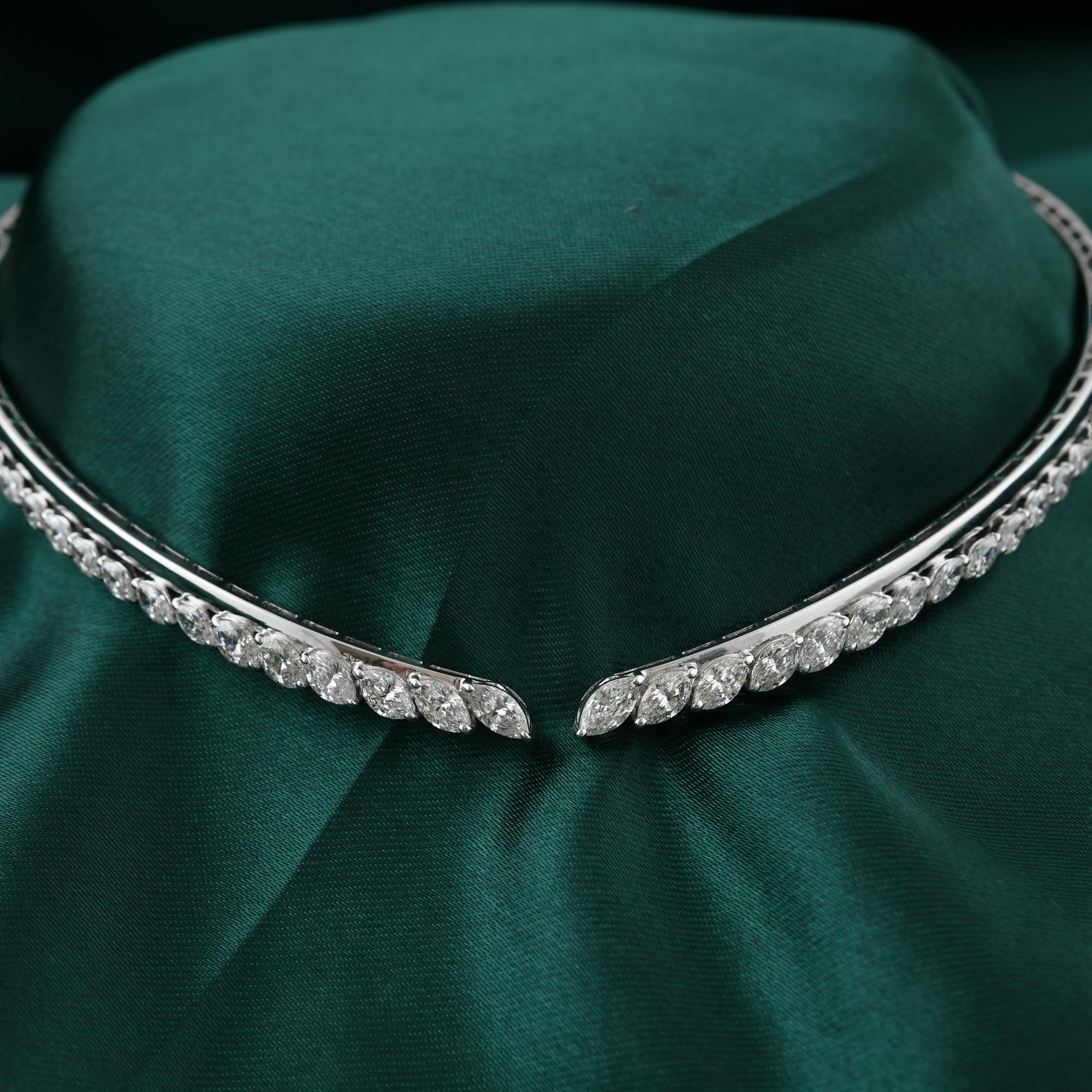 De las mujeres 3.91Ct Collar Abierto de Diamantes Marquesa Naturales Oro Blanco 18 Kilates en venta