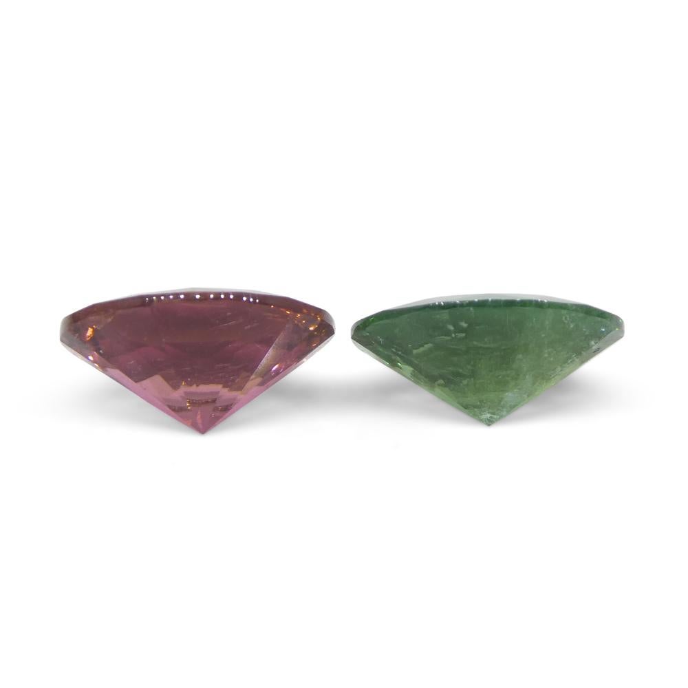 3.91ct Pair Oval Green/Pink Tourmaline from Brazil For Sale 3