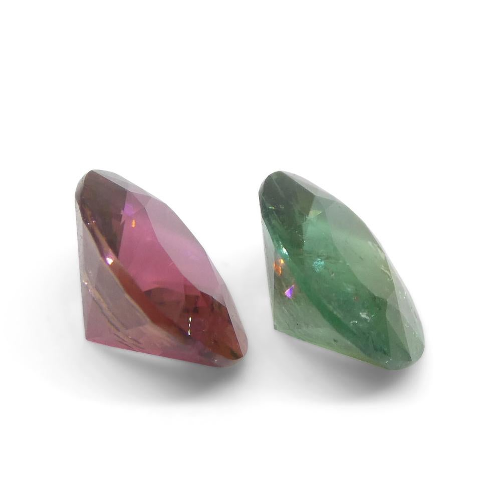 3.91ct Pair Oval Green/Pink Tourmaline from Brazil For Sale 4