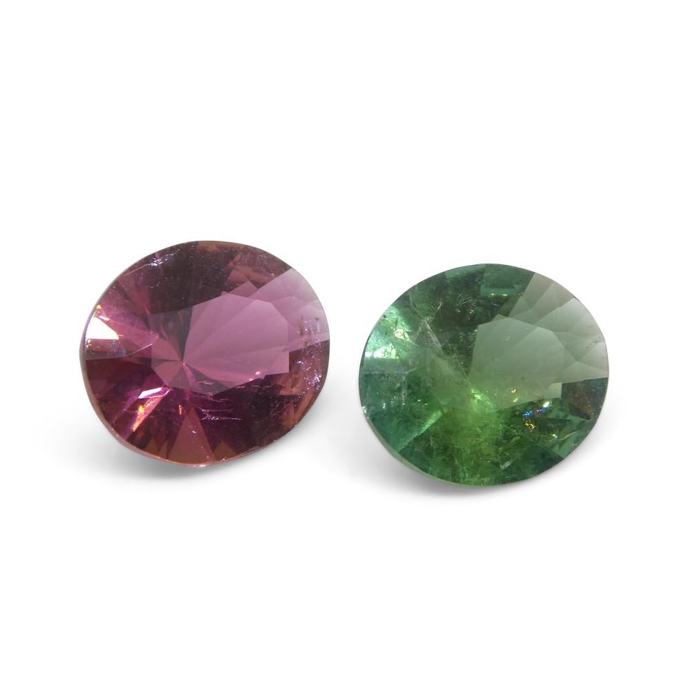 3.91ct Pair Oval Green/Pink Tourmaline from Brazil For Sale 5