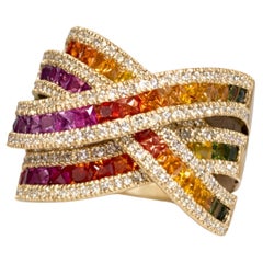 Bague cocktail multi-saphirs de 3,92 carats