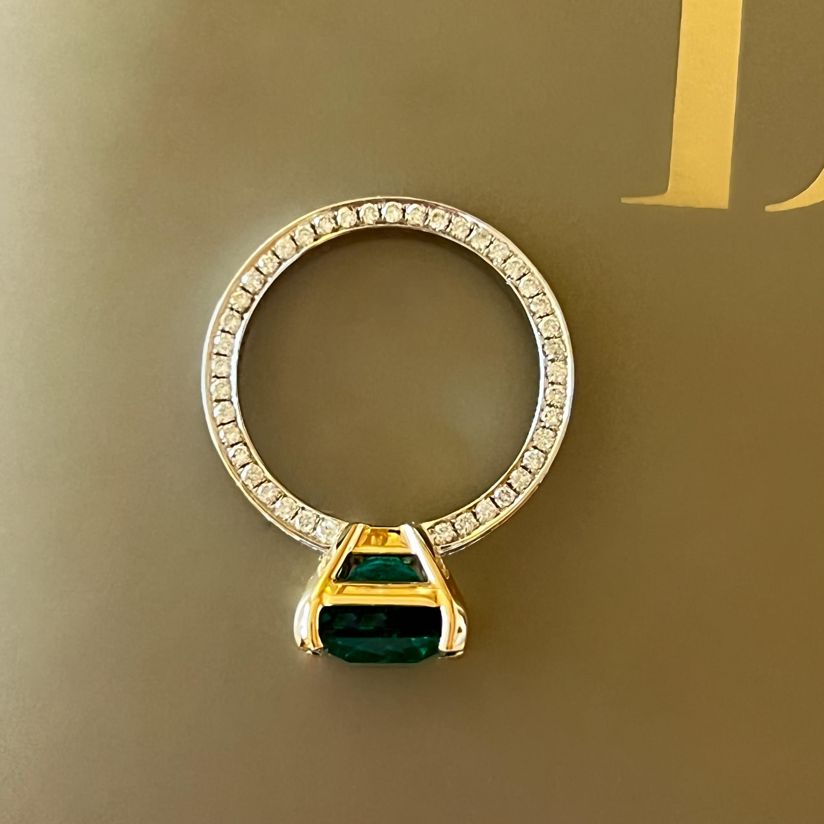 For more than 5000 years emeralds are one of the most famous gemstones in the world. 
They are rare, precious and very beautiful. The main parameter that affects the value and the price of an emerald is color. In this ring we used very nice