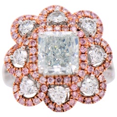 3.92 Carat Natural Fancy Blue and Fancy Pink Diamond Ring